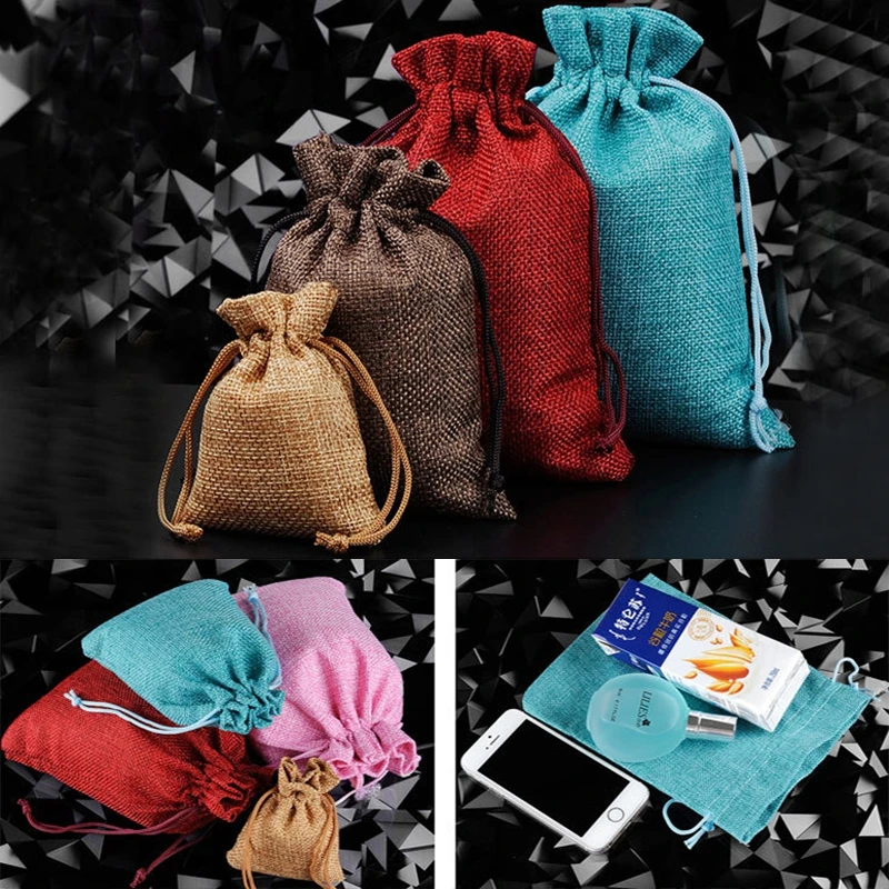 10 шт. 6 размеров натуральная Мешковина Подарочный мешочек для браслета серьги