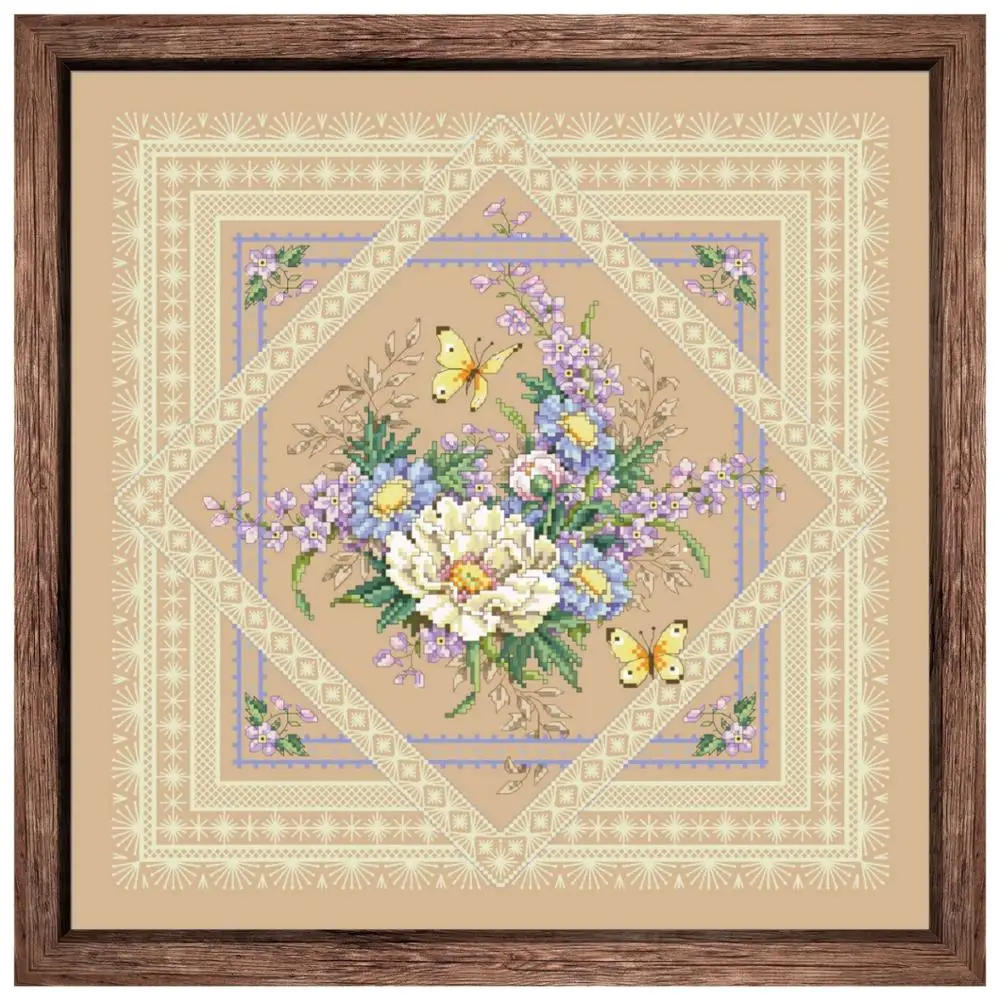 Kit de punto de cruz de encaje y flores, hilo de algodón de mariposa, 18ct, 14ct, 11ct, lino, lienzo de lino, costura, bordado DIY