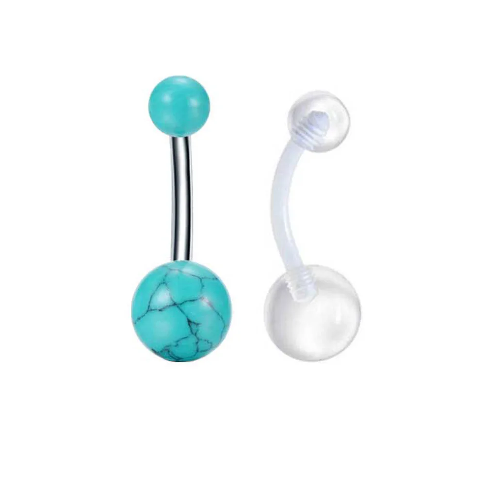 Set2PCS опал камень пупка кольцо сексуальная женщина пирсинг живота Штанга