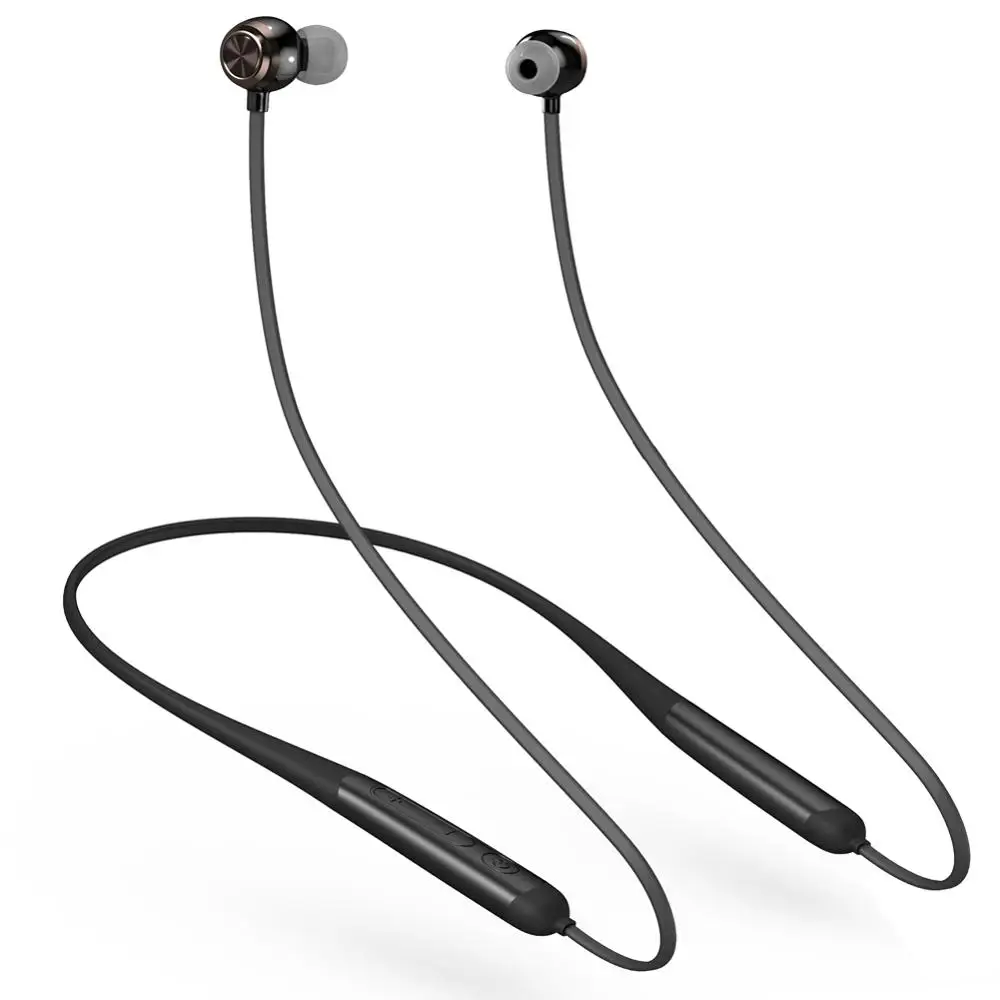 Черный T8 силиконовые шейные наушники Bluetooth беспроводная Спортивная гарнитура силиконовые IPX7 водонепроницаемые супер наушники с микрофоном для iphone - Цвет: Черный