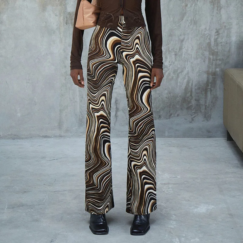 

Wave Print Vintage Straight Pants Harajuku Y2K High Waist Womens Joggers Sweatpants Spring Summer Fashion 90s Trousers