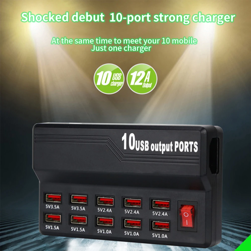 smart usb charger quick charge station usb 12a power 60w usb charger socket porous usb adapter for ipad tablet mobile phone free global shipping