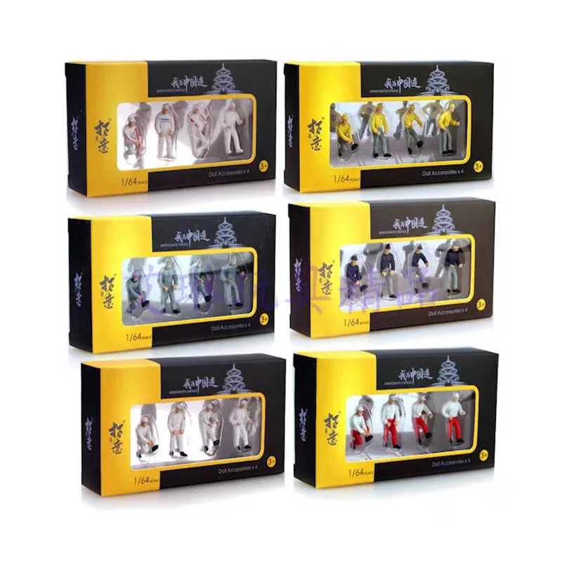 4 шт./лот 1/64 архитектурная модель пластиковая фигурка рабочих по ремонту в