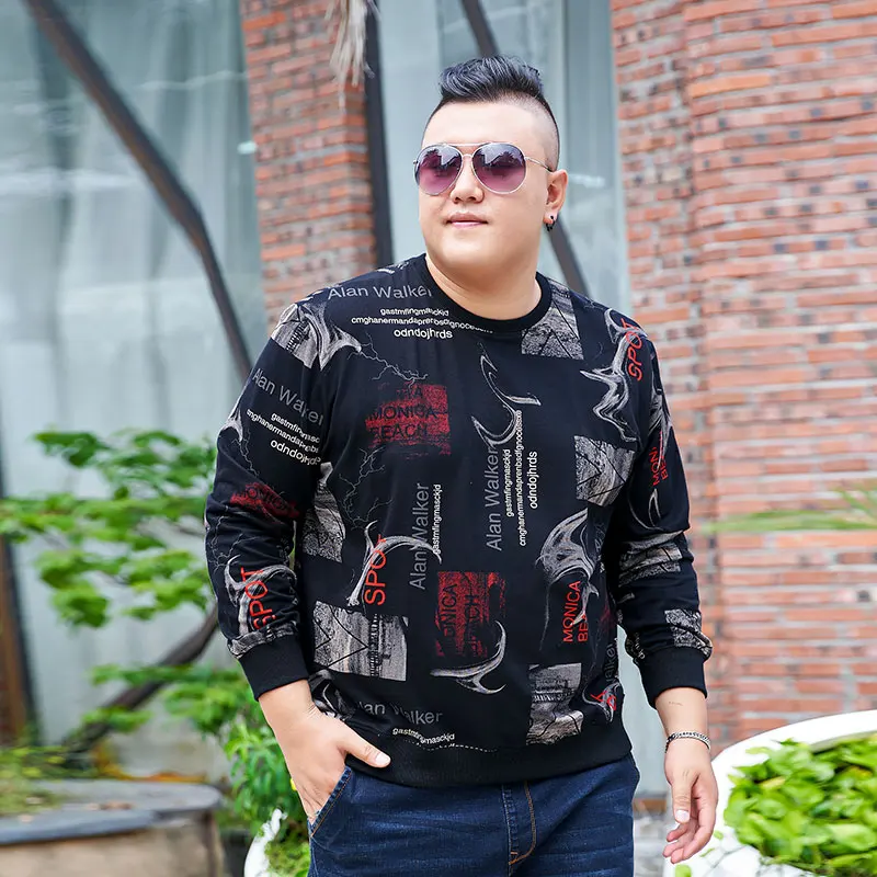 

Oversized Men Sweatshirt Spring Autumn Long Sleeve Tops Pattern Male Loose Cotton Plus Size 6XL 7XL 8XL 10XL Black Sweatershirt