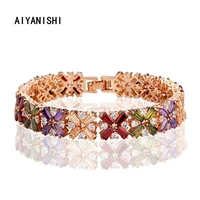 aiyanishi 18k gold filled women tennis bracelets multicolor sona diamond tennis bracelet bangle for women charm wedding fashio