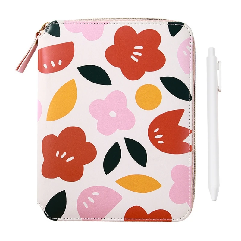 

Cartoon Flower B6 Zipper Notebook Notepad with Pen Set Leather Planner Agenda