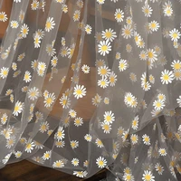 explosive style daisy printed organza 150cm wide girls summer princess dress handmade diy curtain clothing decorative fabric1m