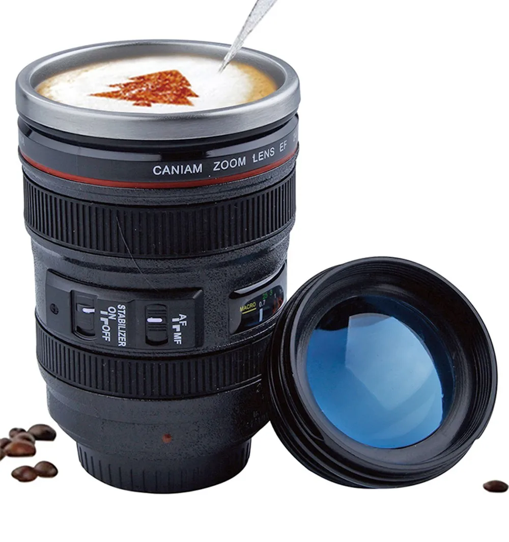 400 мл креативная чашка из нержавеющей стали с линзой для камеры кофе молока чая