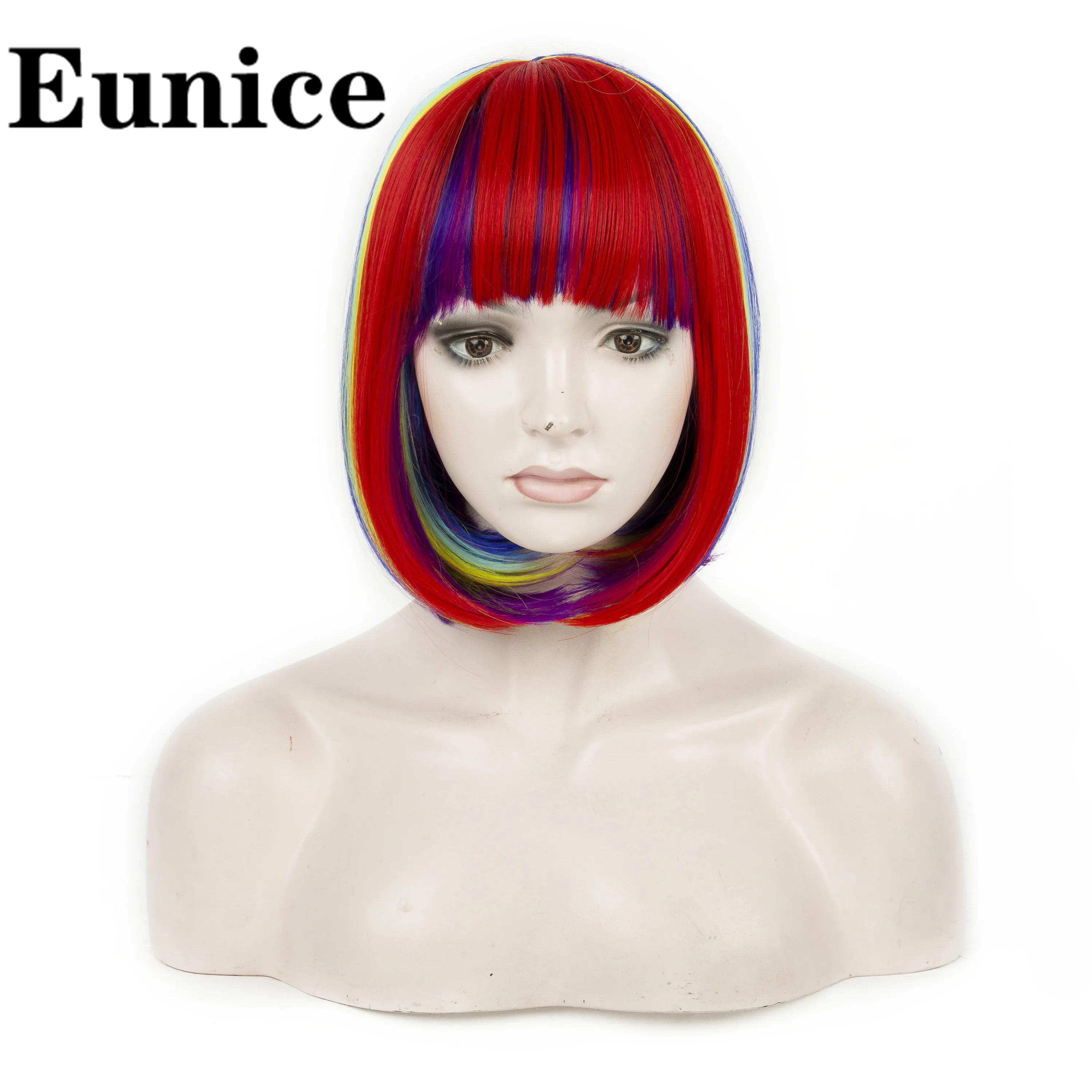 Короткий боб прямой парик синтетический для студенческой вечеринки