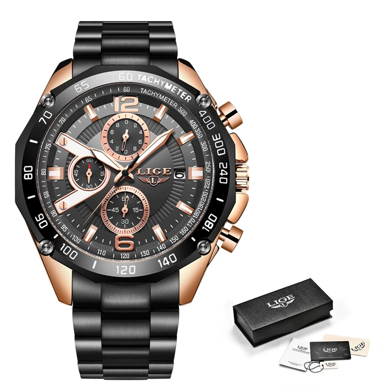 

Watch Men 2020 New LIGE Fashion Mens Watches Top Brand Luxury Male Sport All Steel Big Dial Waterproof Wrist Watch For Men Clock