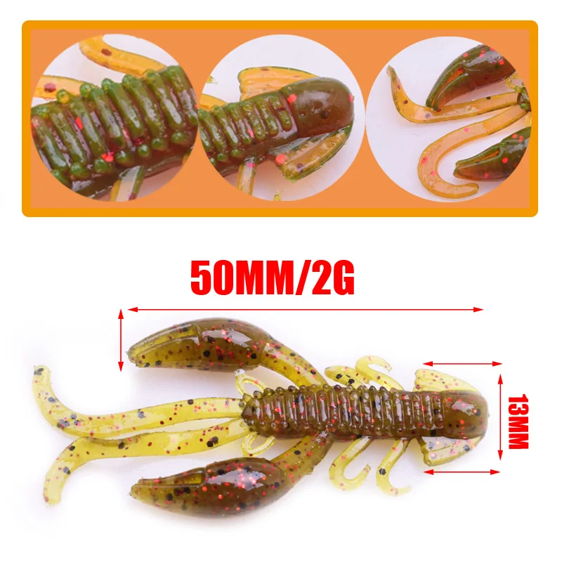 5pcs/Lot Jig Shrimp Soft Fishing Lures 5cm 2g Worm Wobblers Silicone Artificial Bait With Salt Swimbait Bass Carp Pesca Tackle
