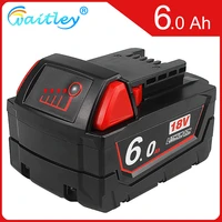 m18 18v 6 0ah red replacement li ion battery for milwaukee m18b6 18v tools lithium ion battery 48 11 1860 48 11 1850 48 11 1820