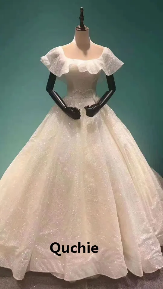 

Real Picture Wedding Dresses Off the Shoulder Ruffle Floor Length Dubai Arabic Abiti Da Sposa Bridal Dress Vestido de Noiva