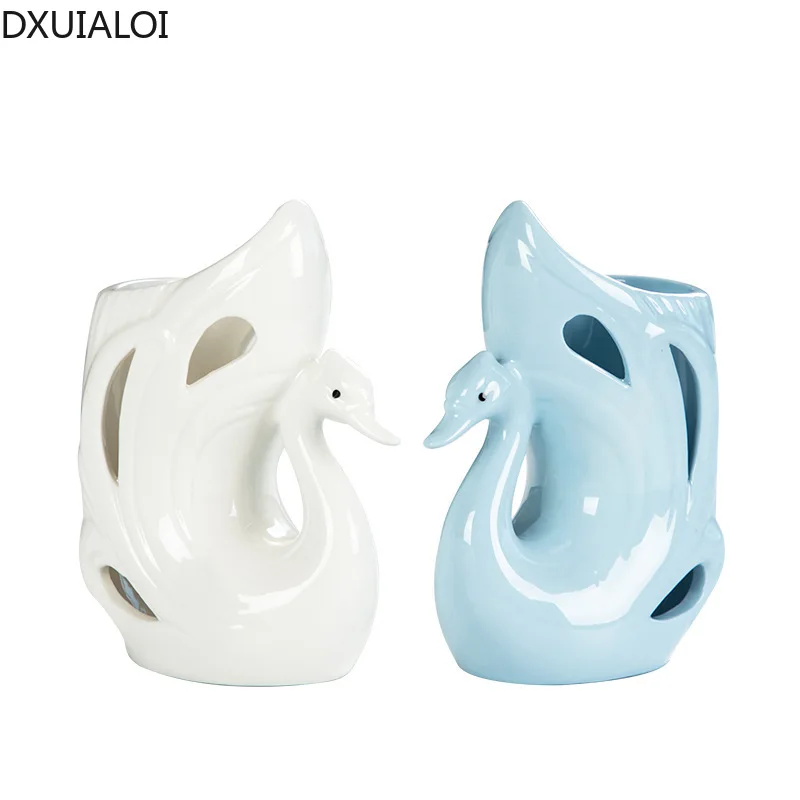 Ажурная керамическая ваза DXUIALOI в виде лебедя креативное украшение для офиса