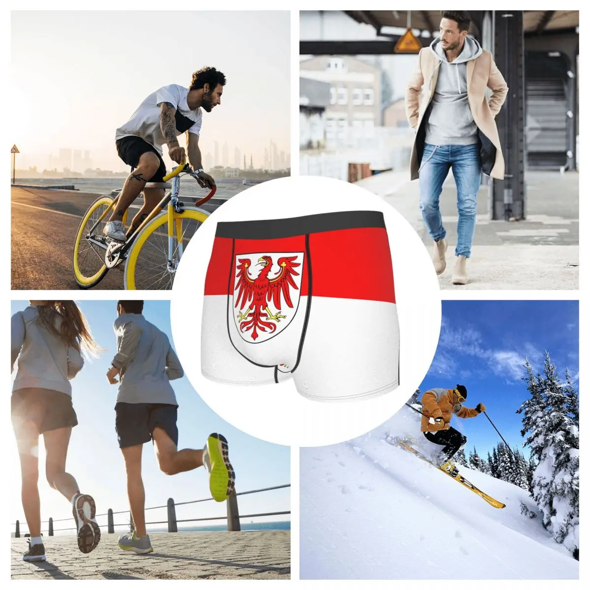 Flag Of Brandenburg Men's Boxer Briefs German states Geek elastic pants for men