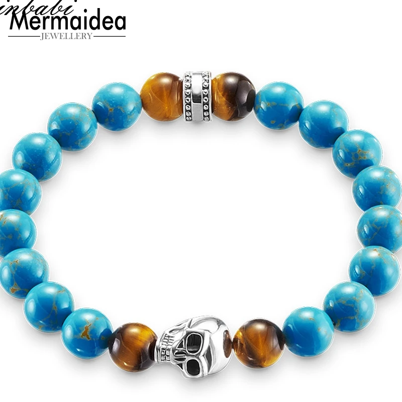 Модные аксессуары ювелирные изделия лава камень синий бисер череп скелет