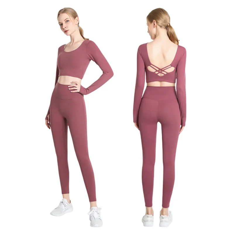 

Women Seamless 2 Piece Workout Set High Waited Legging&Crop Tops Yoga Gym Sportswear Outdoor Sport Cloth