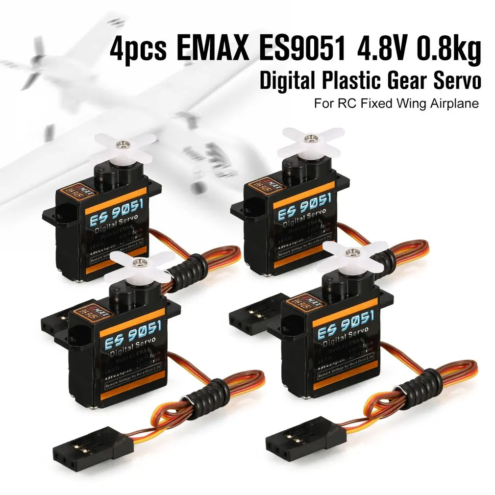 4 шт./лот EMAX ES9051 ES9251 3 г/2 5 г цифровой сервопривод Пластик Шестерни 8 V 0 кг Крутящий
