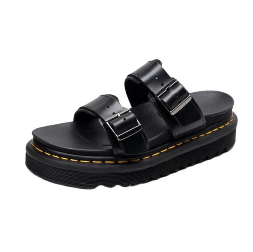 

Leather sandals women leather thick-soled Roman sandals and slippers retro Martin slippers women Sandalias De Las Mujeres