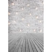 Photo Studio Props Backdrop Glowing Bulb Gray Brick Wall Wood Grain Floor Vinyl Background For Portrait Photography