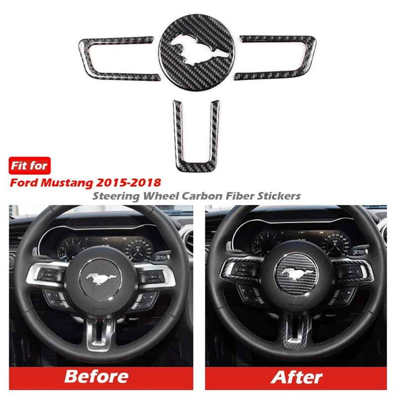 

4 шт., наклейки на руль из углеродного волокна для Ford Mustang 2015-2017