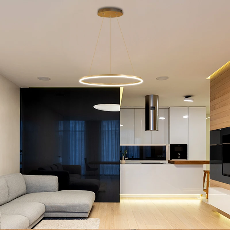 Современная светодиодный ная люстра круглая кольцевая лампа для ресторана