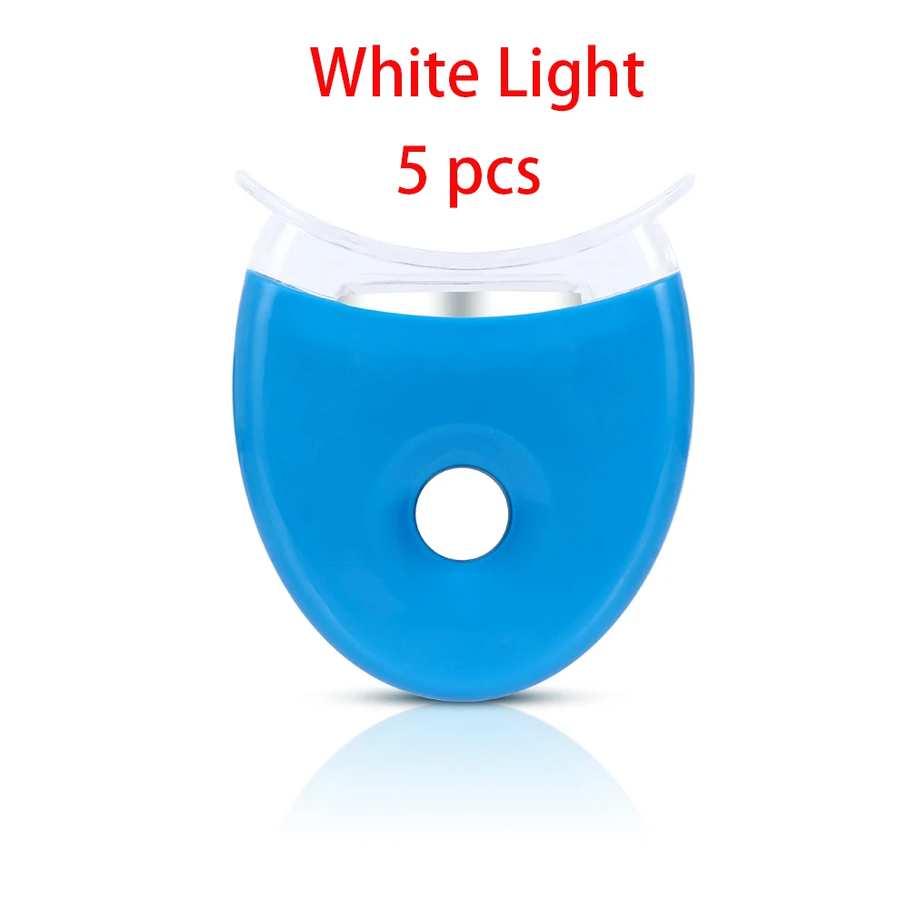 5 pcs wihte light СВЕТОДИОДНЫЙ Прибор для отбеливания зубов белого и синего цвета с батареей белый зуб отбеливатель уход за полостью рта легкий гель для отбеливания зубов партнер - Цвет: 5 pcs wihte light