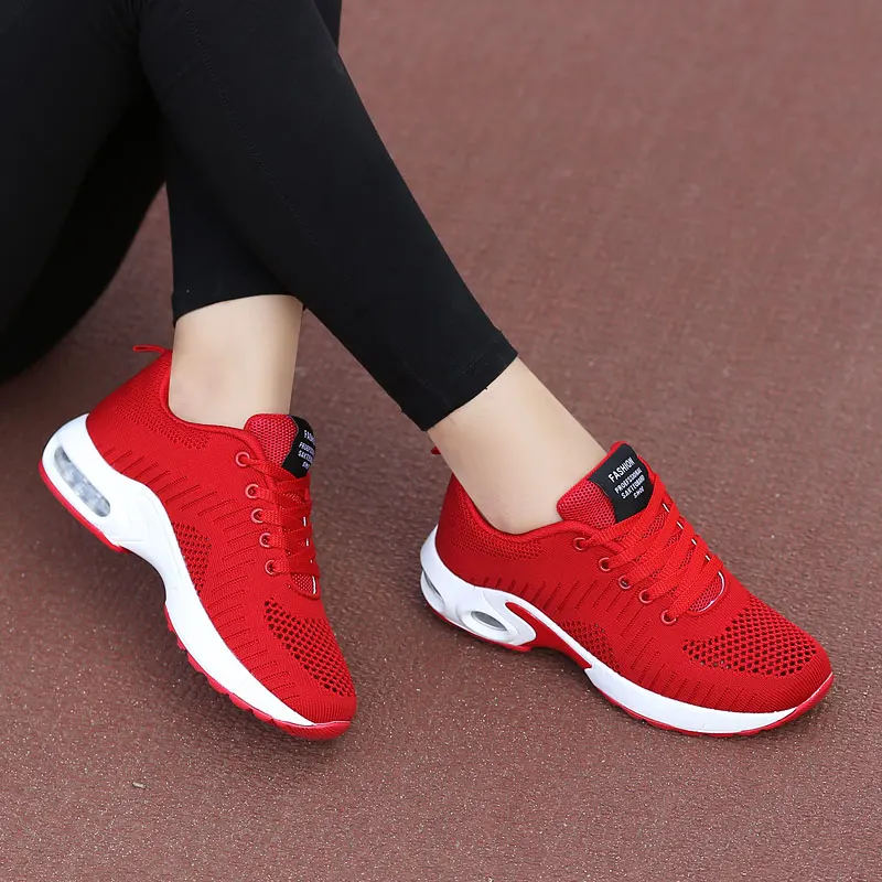 Women Air Cushion Tennis Shoes Breathable Shoes for Women Sneakers Lace-up Mesh Sports Shoes Comfortable Trainers Sneakers
