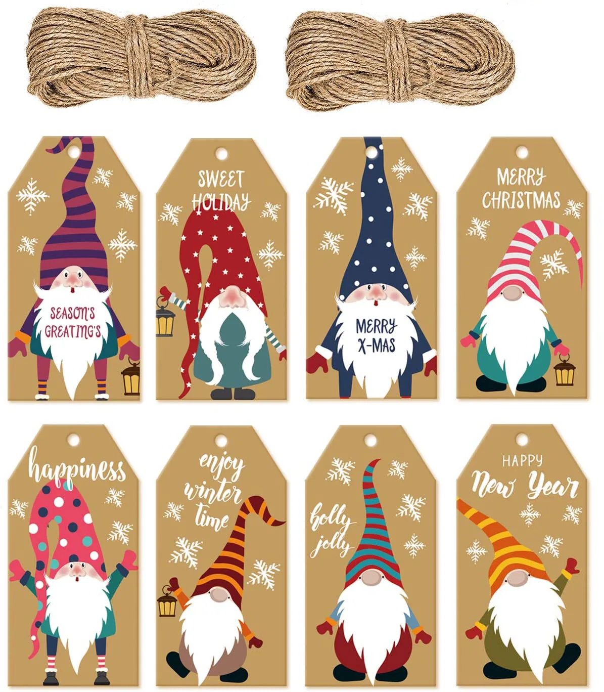 

50pcs/ Set Christmas Gift Tag Labels 10m Hemp Rope for Friends Gifts Packing and New Year Decor Gift stickers Hot Style
