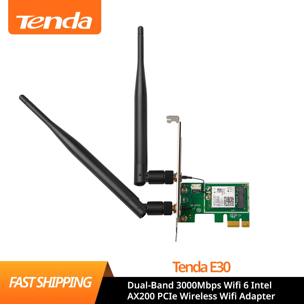 

Двухдиапазонный Wi-Fi-адаптер Tenda E30, 3000 Мбит/с, Intel AX200 PCIe, 2,4G/5G/802, 11ac/ax Bluetooth 5,0 AX200NGW, Wi-Fi-карта