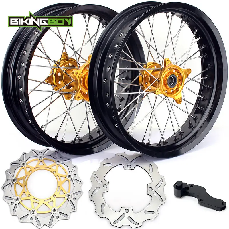 BIKINGBOY For Suzuki RMZ 250 07-19 RM-Z 450 2005- Supermoto 3.5 4.25 17" Front Rear Wheel Rim Hub Brake Discs Rotors Bracket