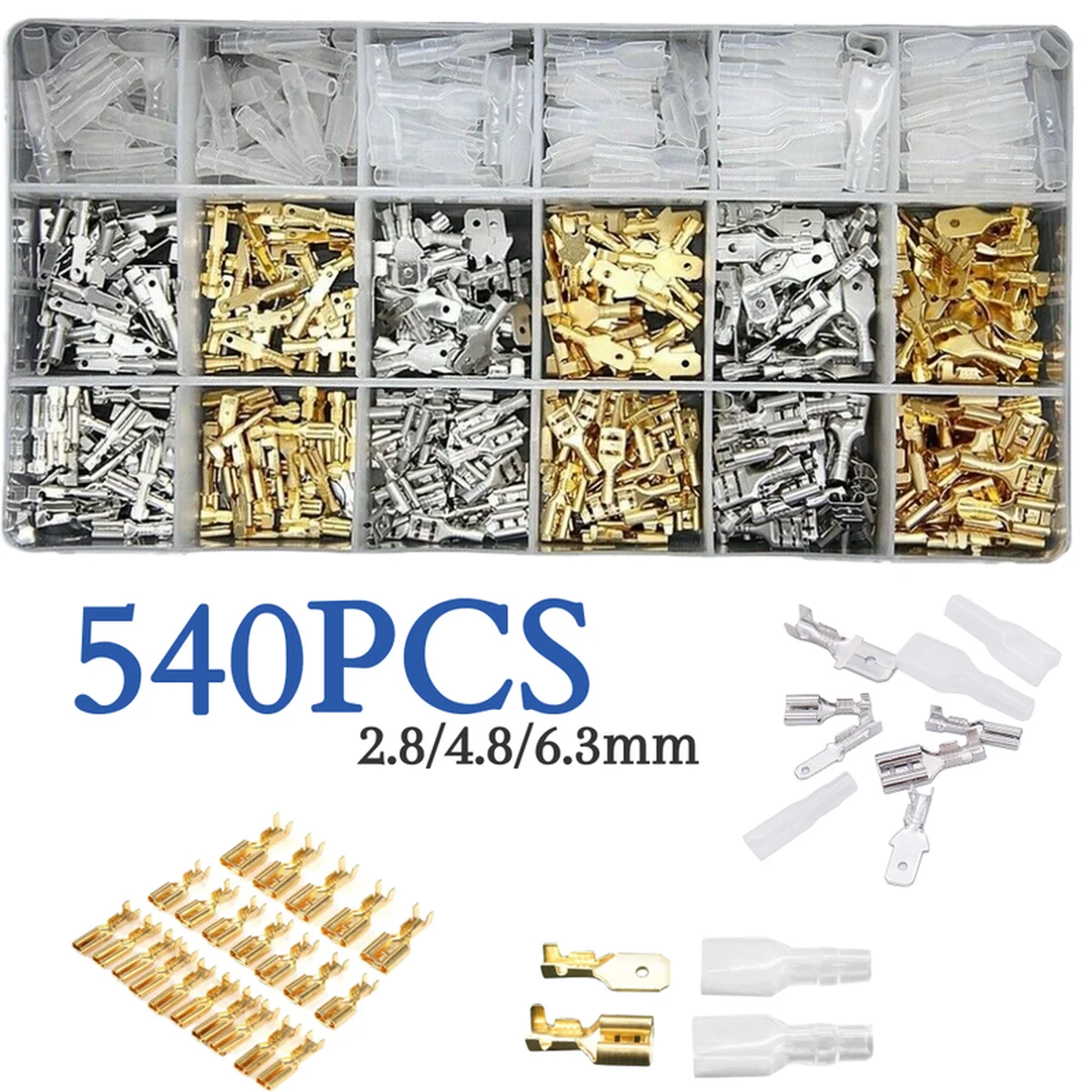 

540Pcs Female Male Electrical Spade Wire Butt Connectors Lugs Battery Starter Cable Splice Crimp Terminals Kit Assortment