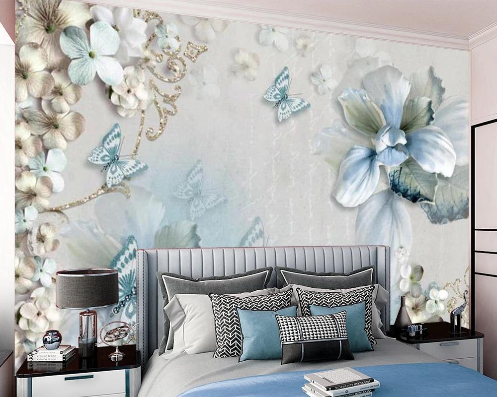 

Custom Any Size 3d Mural Wallpaper Living Room Bedroom Kitchen Home Decor Wallpapers HD Painting Butterfly Flowers Wall Paper