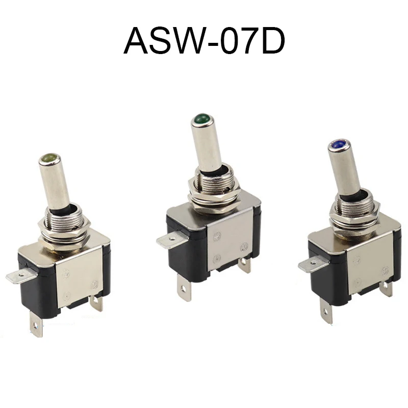 Автомобильный тумблер с подсветкой ASW-07D мм 1 шт. 20 А SPST 3-контактный 12 светодиодный