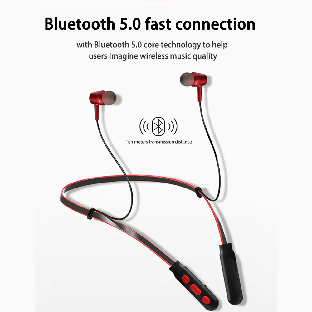 Bluetooth-гарнитура с шейным креплением 5 0 стерео беспроводная Спортивная длинная в
