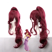 princess megara cosplay wig meg long red wine synthetic hair wigs for adult wig cap