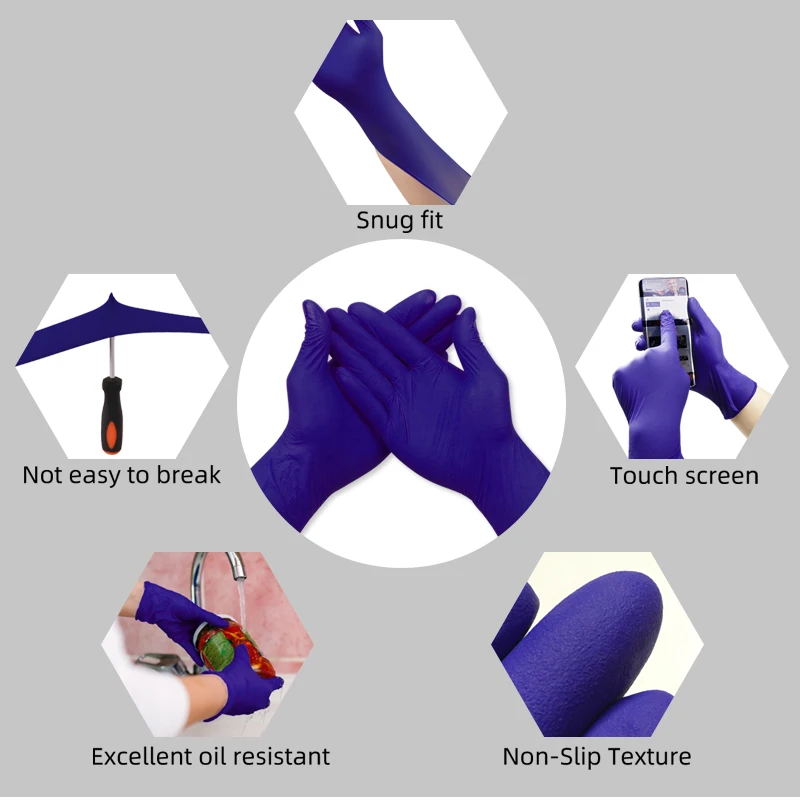 Нитриловые перчатки одноразовые латексные без порошка для осмотра