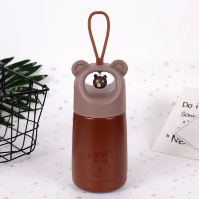 Brown bear A 330 мл мультфильм термос чашка детская Милая бутылка для воды для девочек Нержавеющая сталь вакуумные, сохраняющие Тепло Кружка креативные подарки ко дню рождения - Цвет: Brown bear A