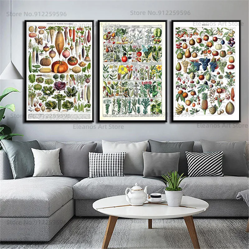 Винтажный Адольф миллот энциклопедия растения цветы ботанические стены