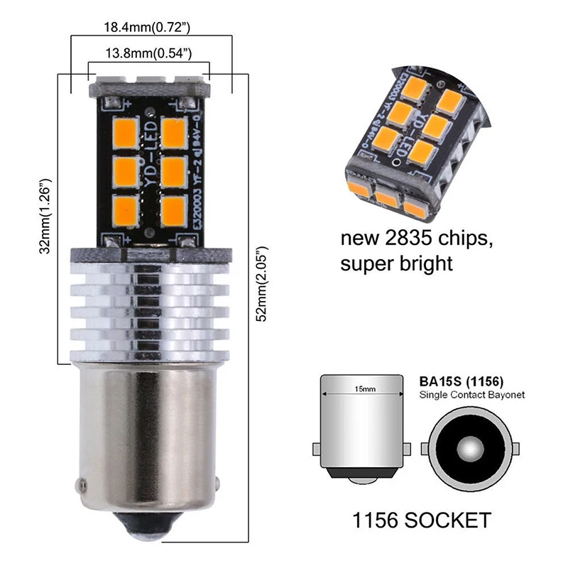 

Energy Savings Car Light Yellow Light Bulb Reverse Backup Led 2835 SMD LED