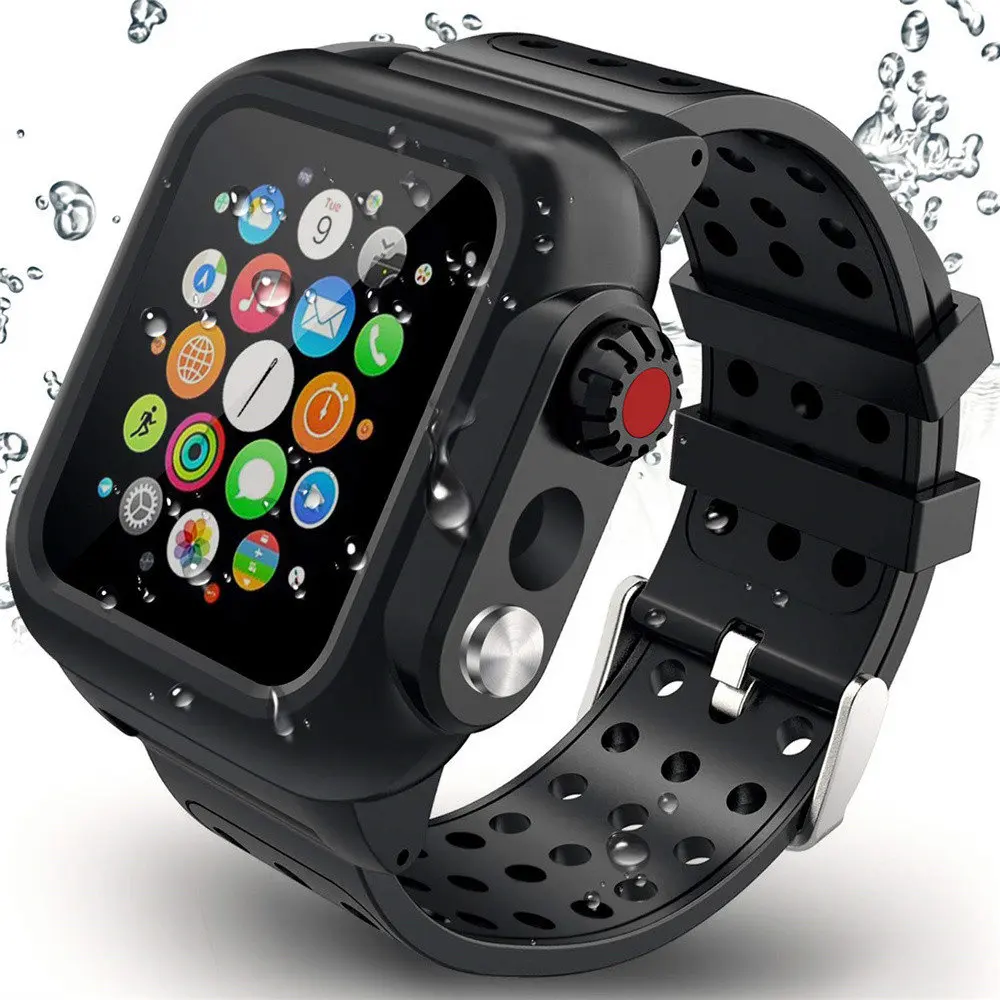 

Водонепроницаемый прочный Чехол с силиконовым ремешком для Apple Watch Series SE 6 5 4 3 для iWatch 38/42/40/44 мм, защитный чехол для экрана с ремешком