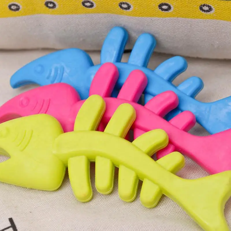 Kapmore 1pc Bite Resistant Rubber Puppy Toy Fish Bone Shape Dog Teething Chew Toys Pet Supplies Random Color | Дом и сад