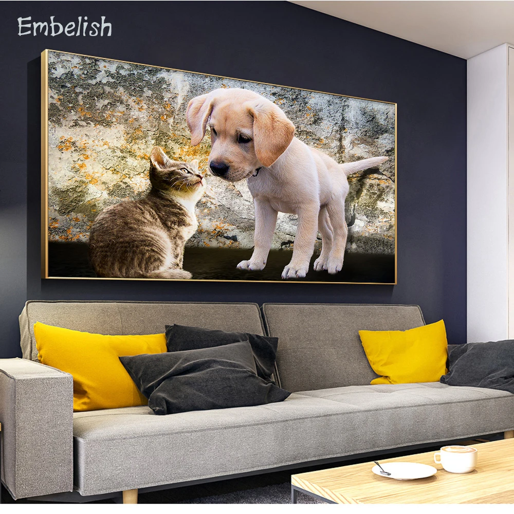 

1 Pieces Lovely Pet Dog And Car Modern Home Deocr Pictures For Living Room Quality HD Canvas Oil Paintings Wall Posters