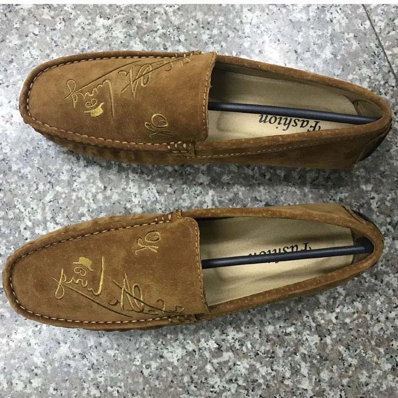 Wandai-6608-Brown Мужская обувь; Замшевые мужские лоферы; Повседневная обувь; Chaussures; слипоны на плоской подошве; ботинки на низкой платформе; zapatos hombre; синие лоферы - Цвет: Wandai-6608-Brown
