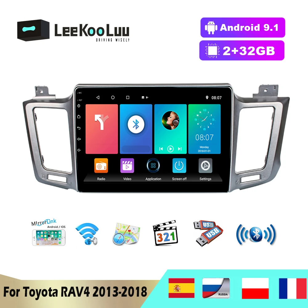 

Автомагнитола Leekooluu, 2 Din, Android 9,1, 10,1 дюйма, GPS-навигация, мультимедийный видеоплеер для Toyota RAV4 2013, 2014, 2015-2018