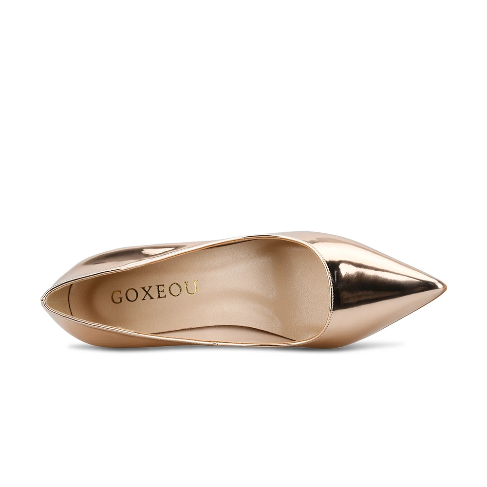 GOXEOU женские туфли лодочки из искусственной кожи Цвет серебристый золотой на