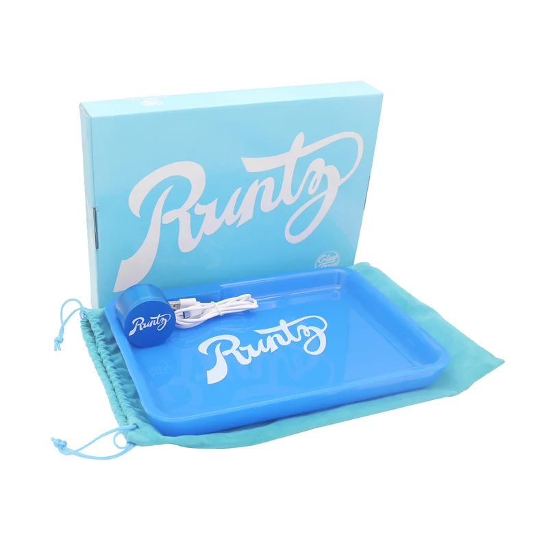 

Music Control Glow Weed Box Smoking Accessories Rectangle LED Rolling Cigarette Tray with Handbag Portable Gift for Boyfriend