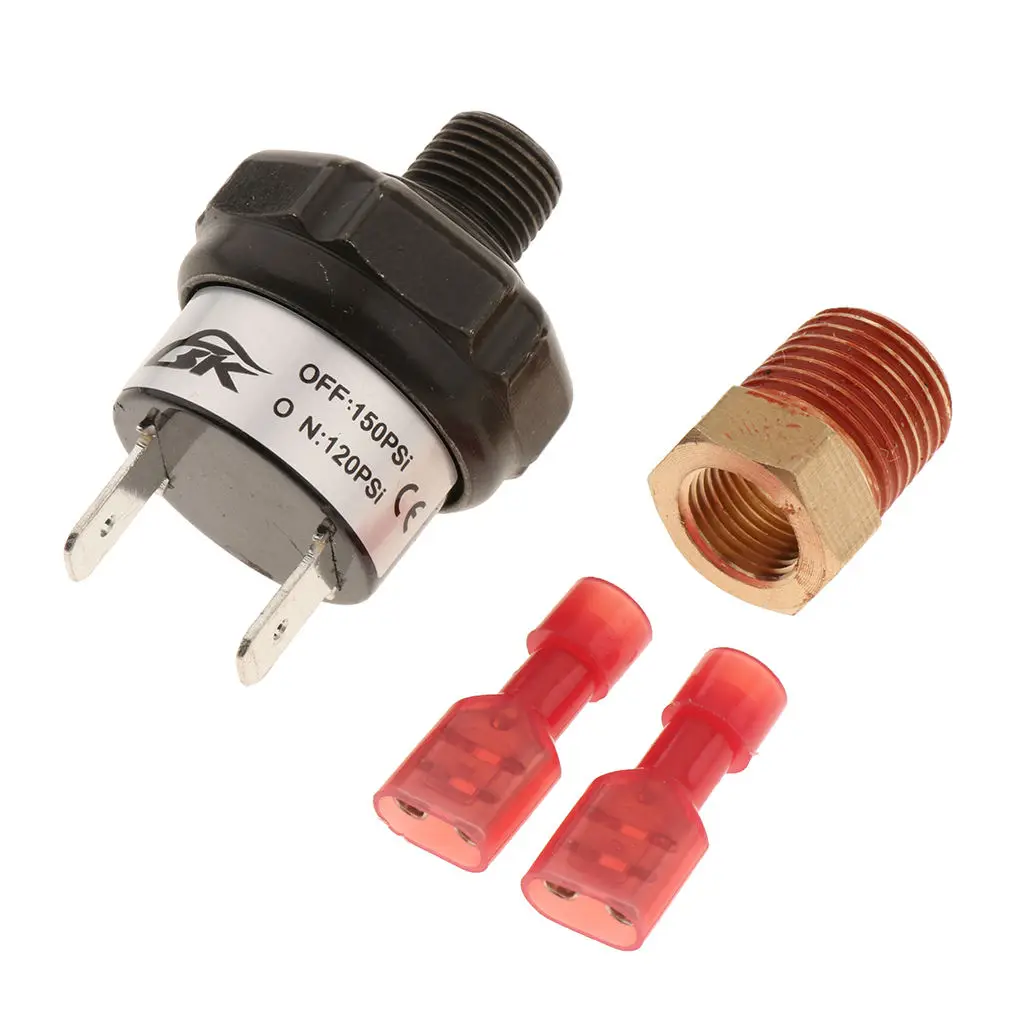 

1/4'' 1/8'' NPT 120-150PSI Air Pressure Control Switch Valve Tank Mount Kit for 12V Air Compressor