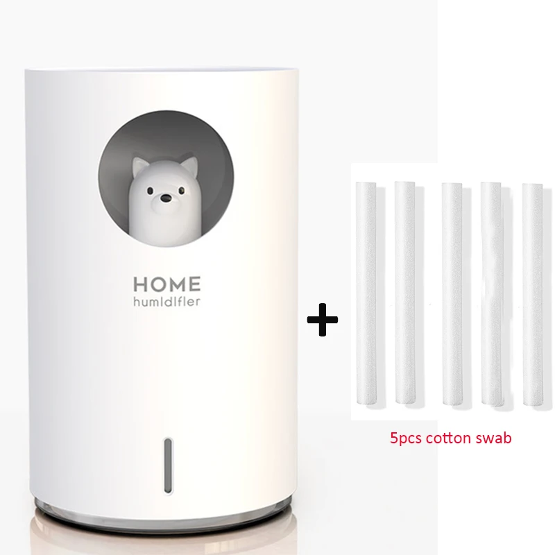 White Bear 5filter Домашний увлажнитель 700 мл большой Ёмкость USB воздушный увлажнитель воздуха Арома-диффузор для эфирных масел с Цвет светодиодный светильник очиститель воздуха распылитель, распылитель - Цвет: White Bear 5filter