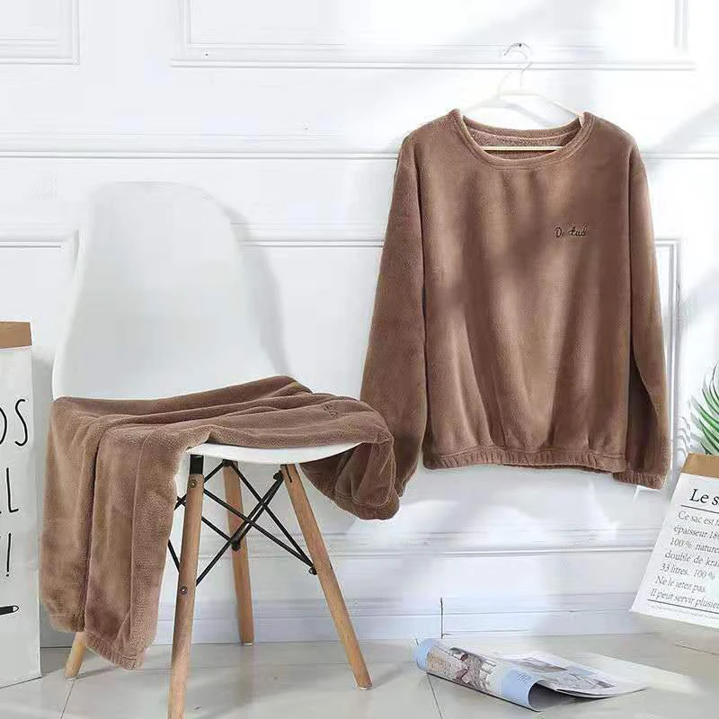 Пижамный комплект Женский фланелевый одежда для сна плотная свободная